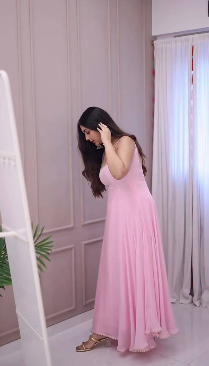 Ruhani Gul Minimalist Pink Layered Anarkali