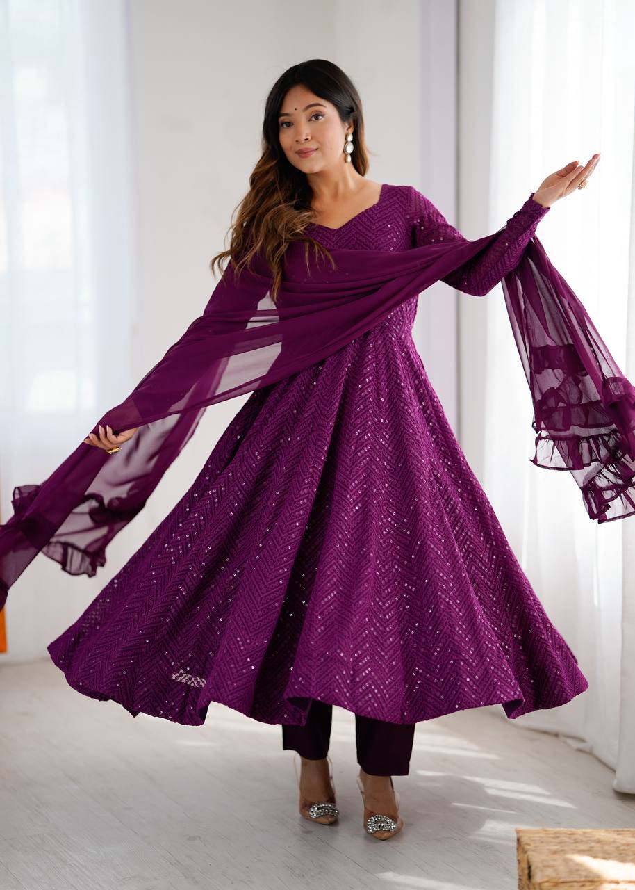 Roshni Ruffled Flared Anarkali Set