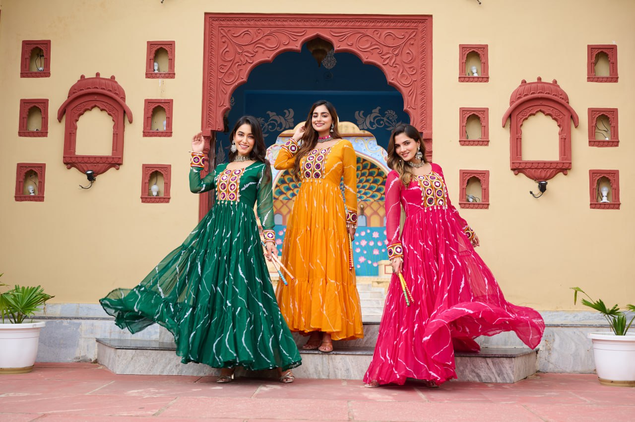 Rang Maati Mirror Yoke Laheriya Print Gown
