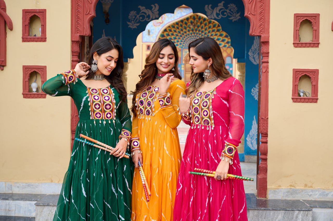 Rang Maati Mirror Yoke Laheriya Print Gown