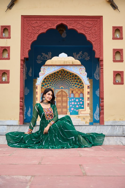 Rang Maati Mirror Yoke Laheriya Print Gown