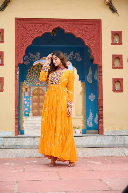 Rang Maati Mirror Yoke Laheriya Print Gown