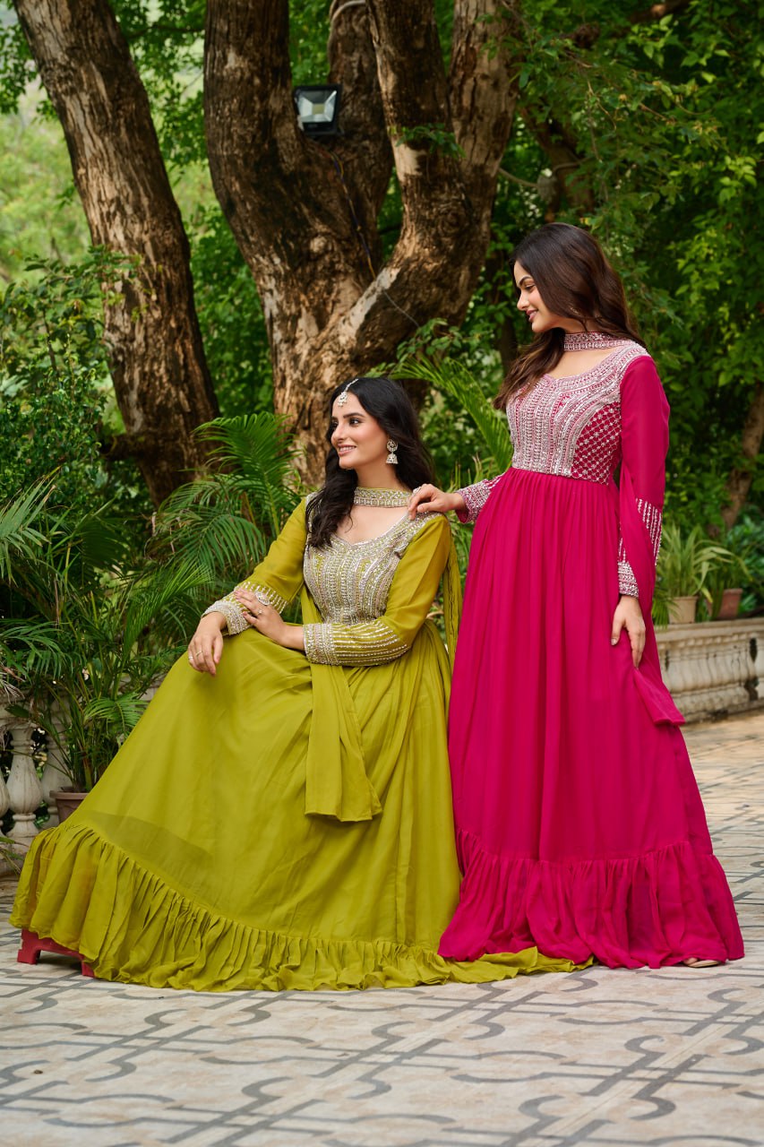 Samara Embroidered Anarkali Gown Set with Dupatta
