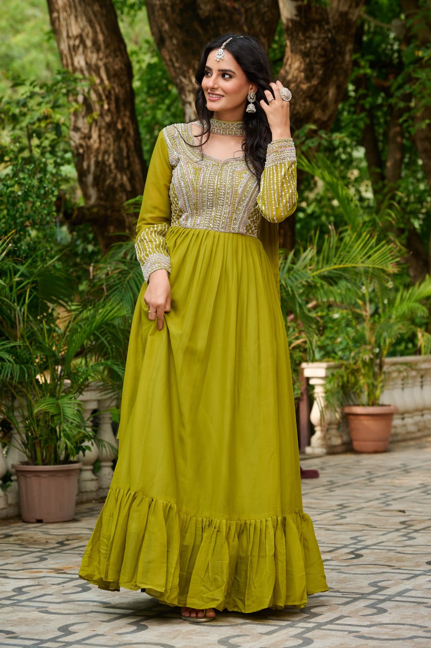 Samara Embroidered Anarkali Gown Set with Dupatta
