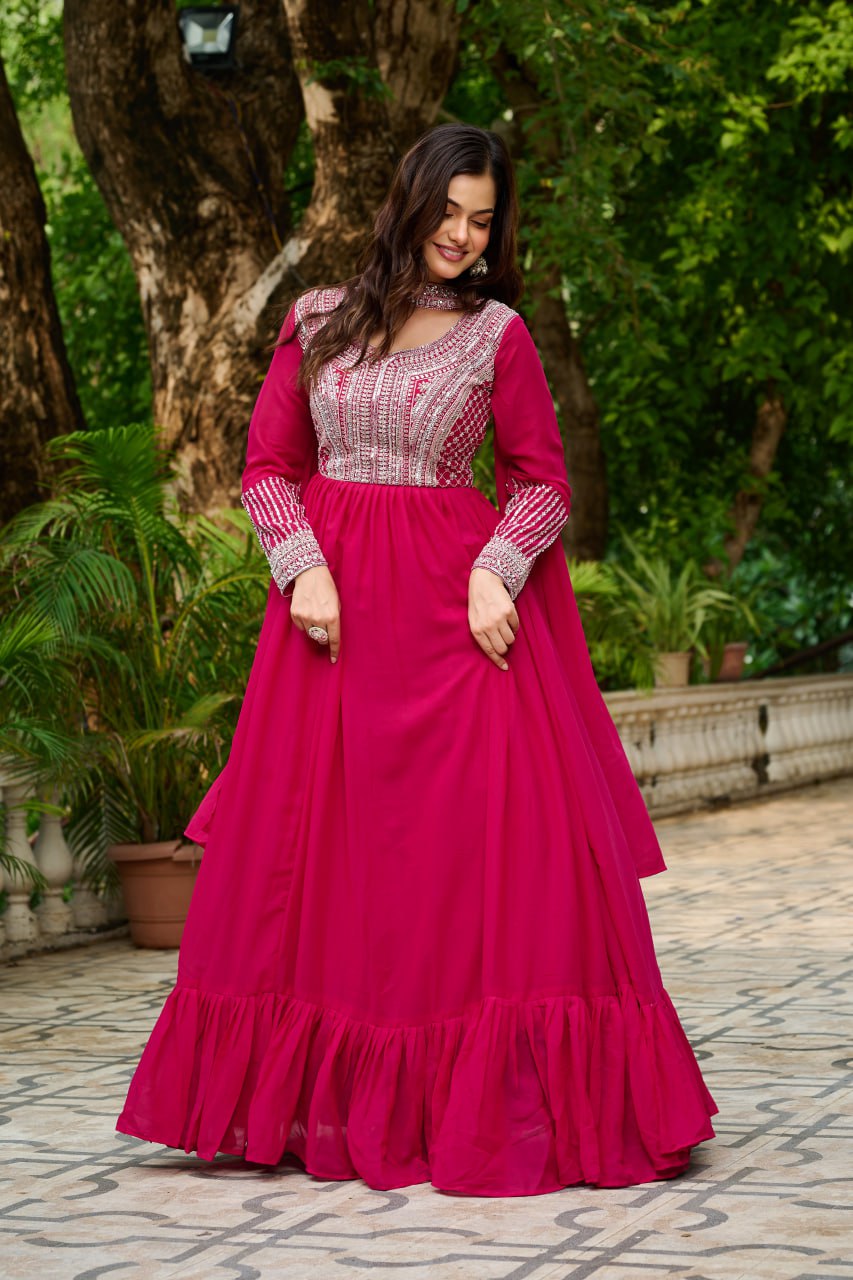 Samara Embroidered Anarkali Gown Set with Dupatta