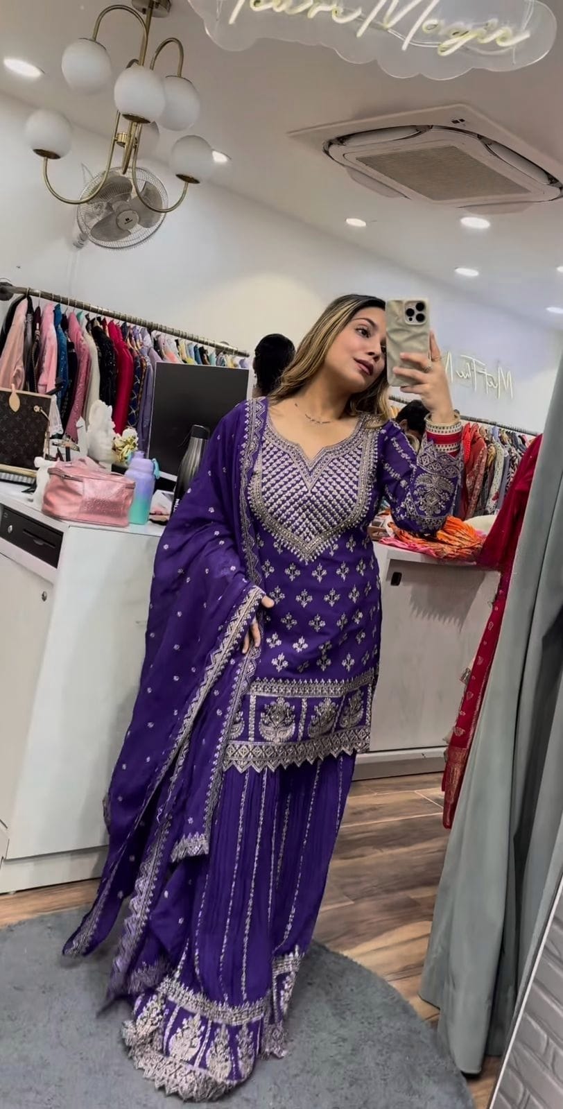 Zeenat Royal Violet Silver Thread Embroidery Patiala Suit Set