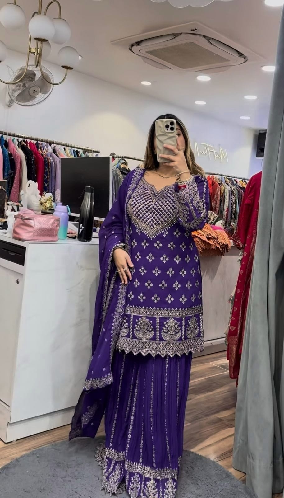 Zeenat Royal Violet Silver Thread Embroidery Patiala Suit Set