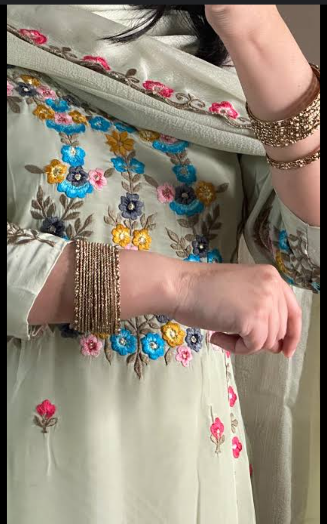 Eira Mist Mint Green Floral Embroidered Suit Set