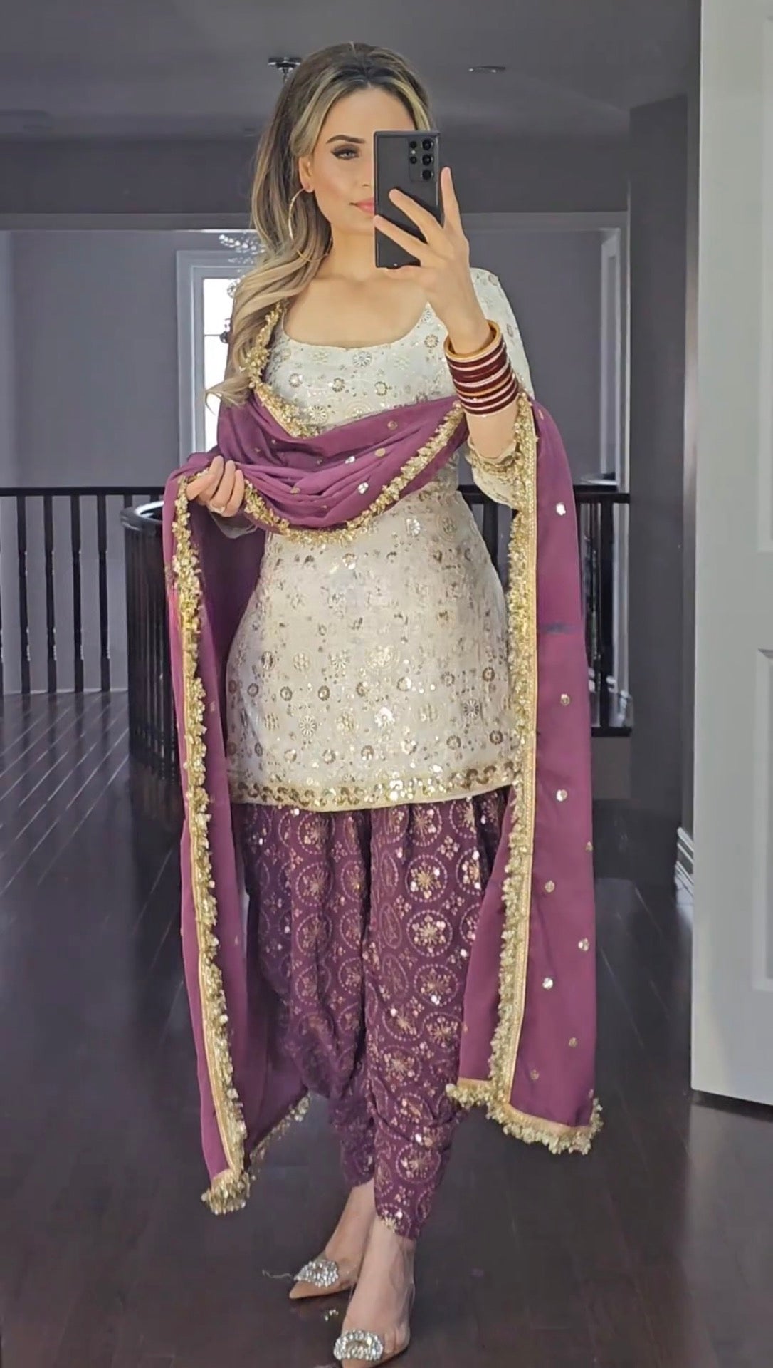 Ishita Designer Party Wear Look Top , Dhoti Styles Salwar and Dupatta Set