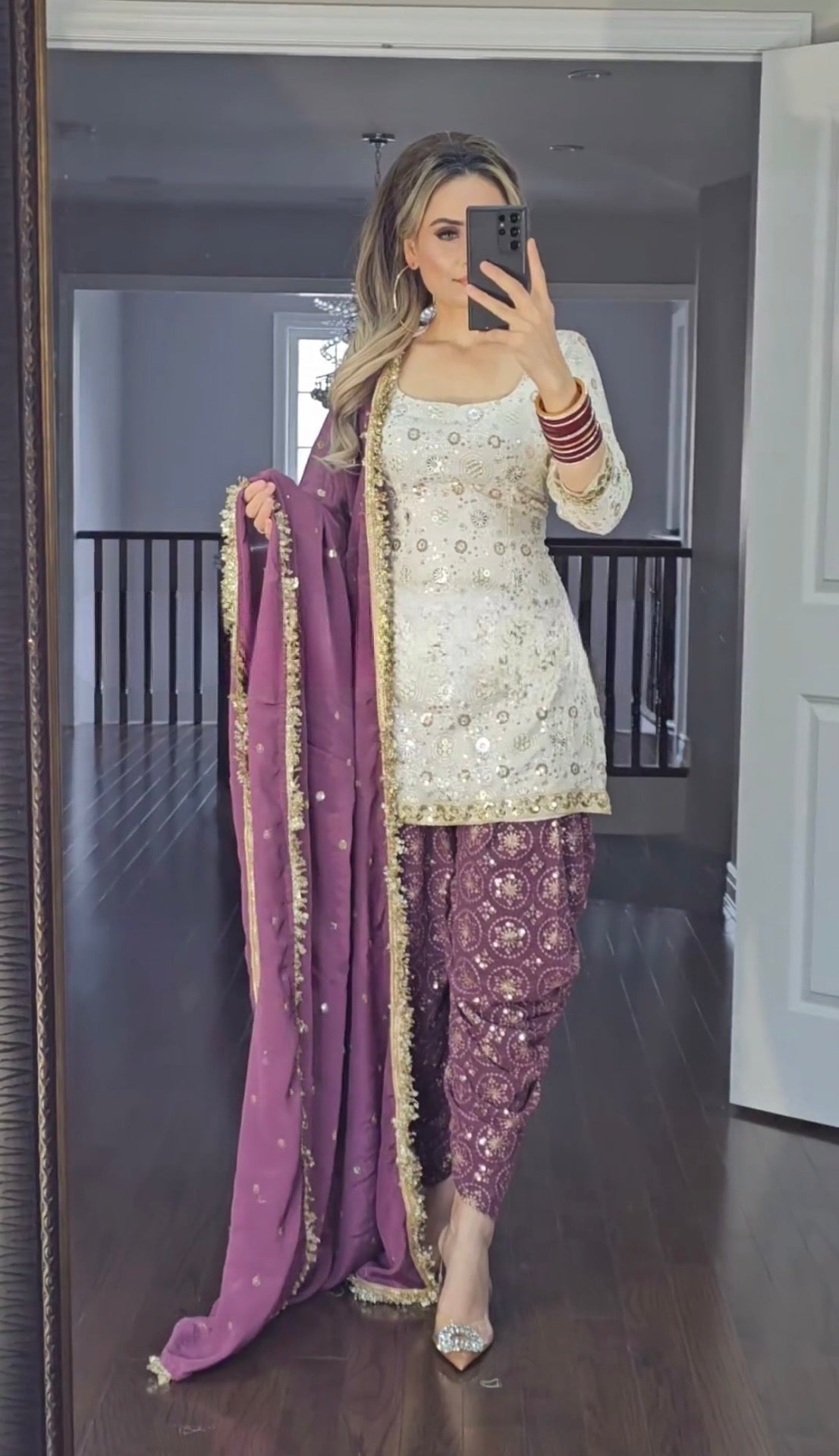 Ishita Designer Party Wear Look Top , Dhoti Styles Salwar and Dupatta Set