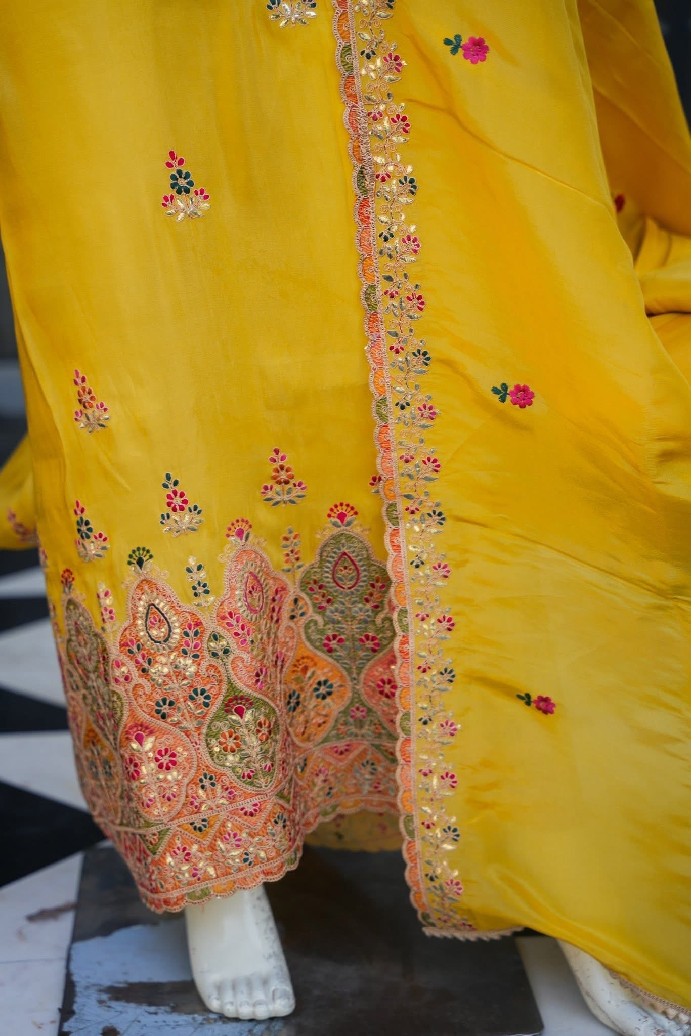 Avani Mustard Unstitched Suit Set