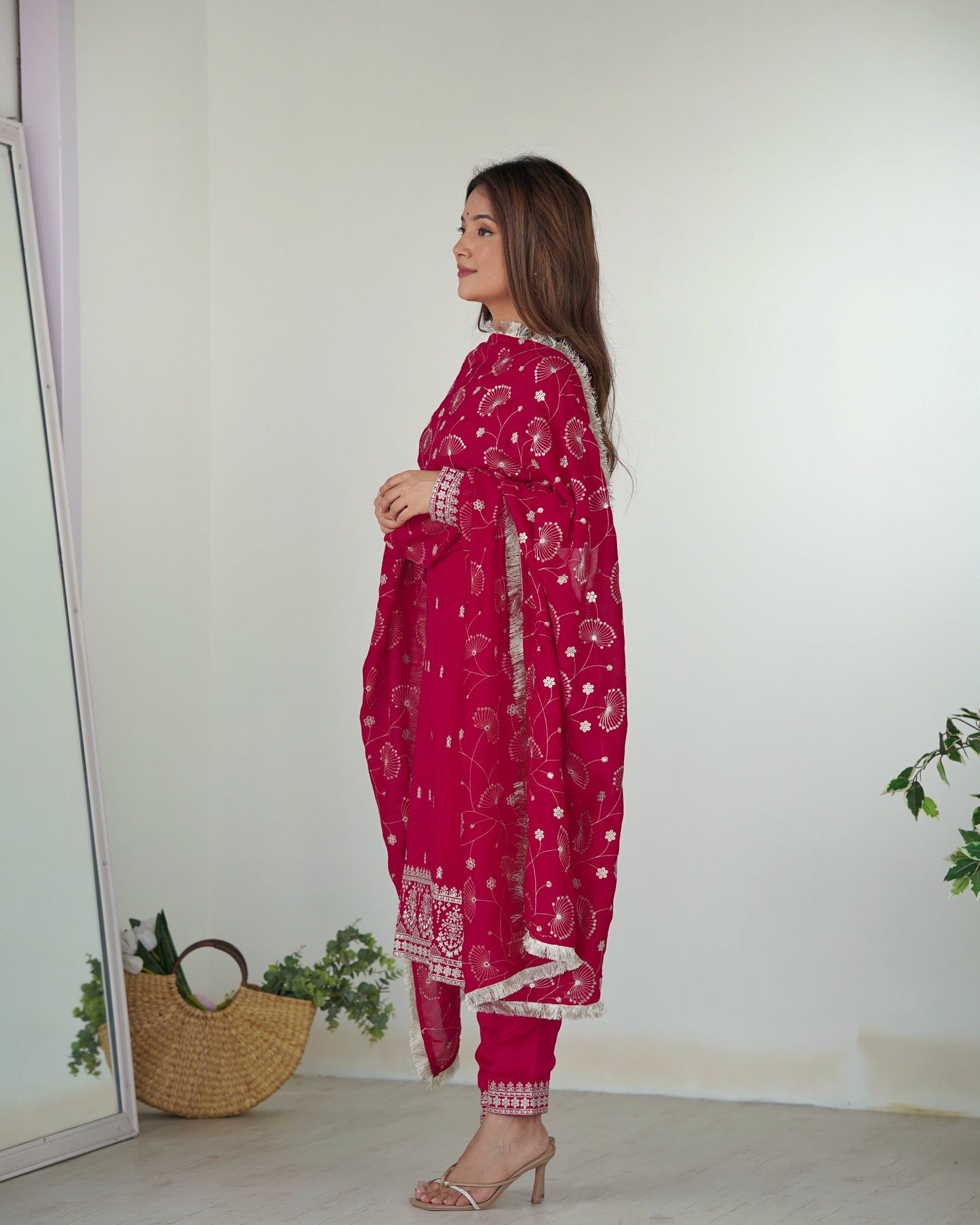 Vichitra Silk Anarkali Suit Set