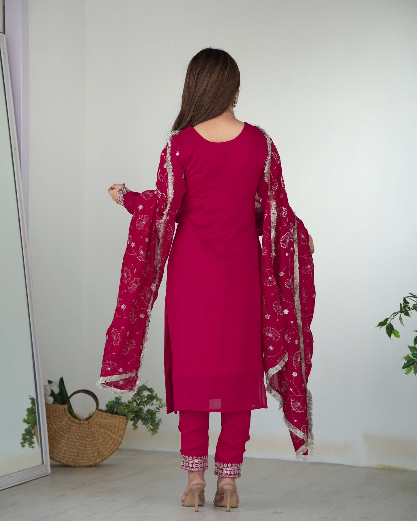 Vichitra Silk Anarkali Suit Set
