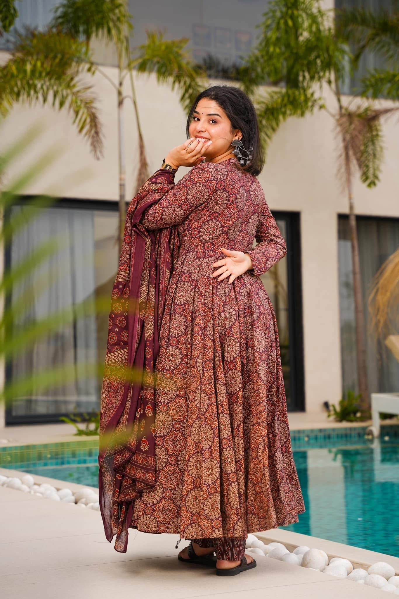 Heritage Brown Cotton Suit Set