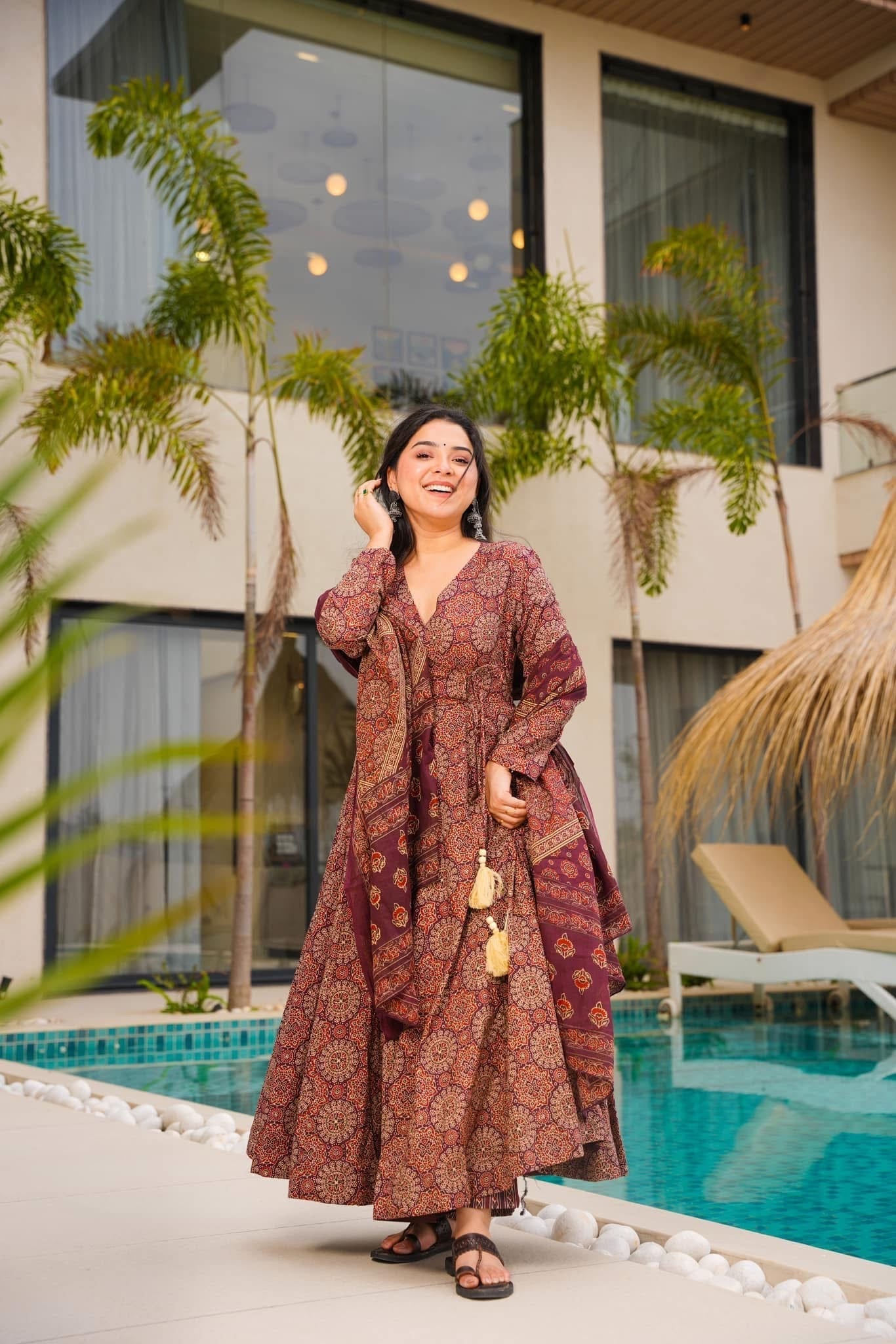 Heritage Brown Cotton Suit Set