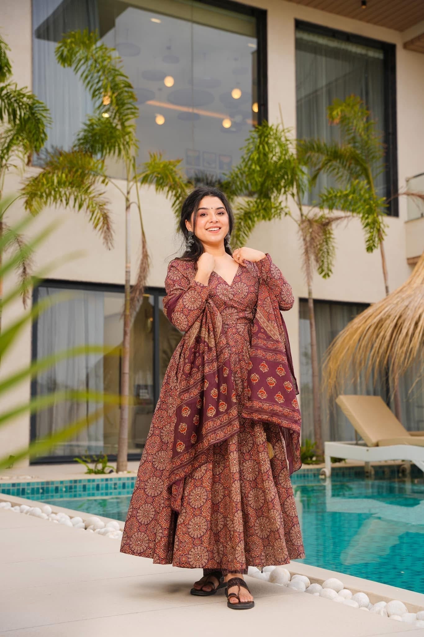 Heritage Brown Cotton Suit Set