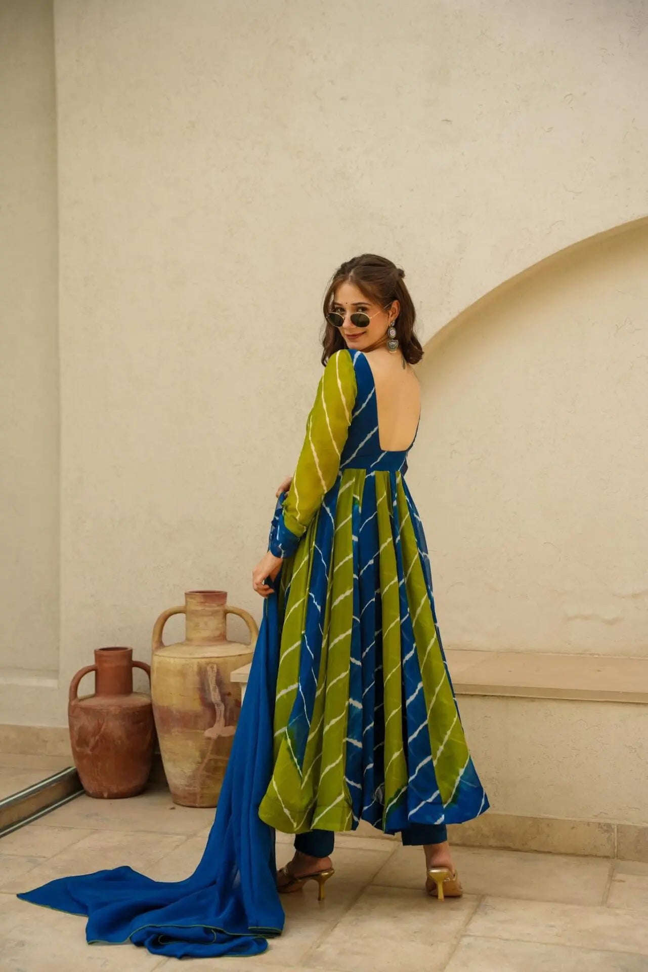 ALIA BLUE & GREEN LEHERIYA SET