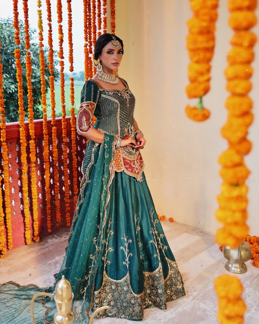 Mubarkan Bahr-e-Ulfat Deep Teal Green With Soft net dupatta Set