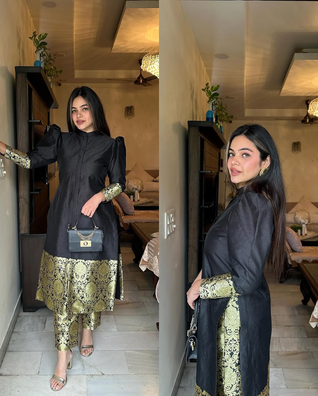 Black & Gold Embellished Set