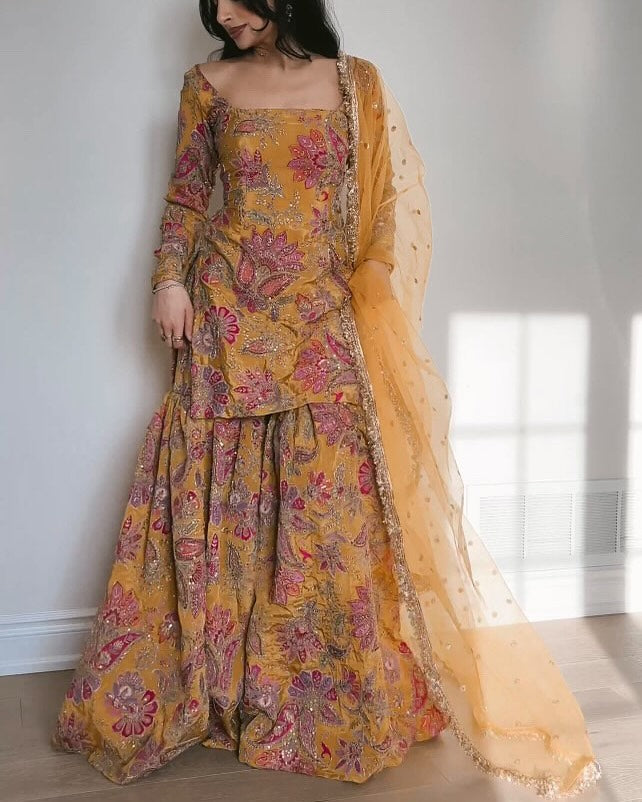 Haldi Ready in This Sunshine Sharara
