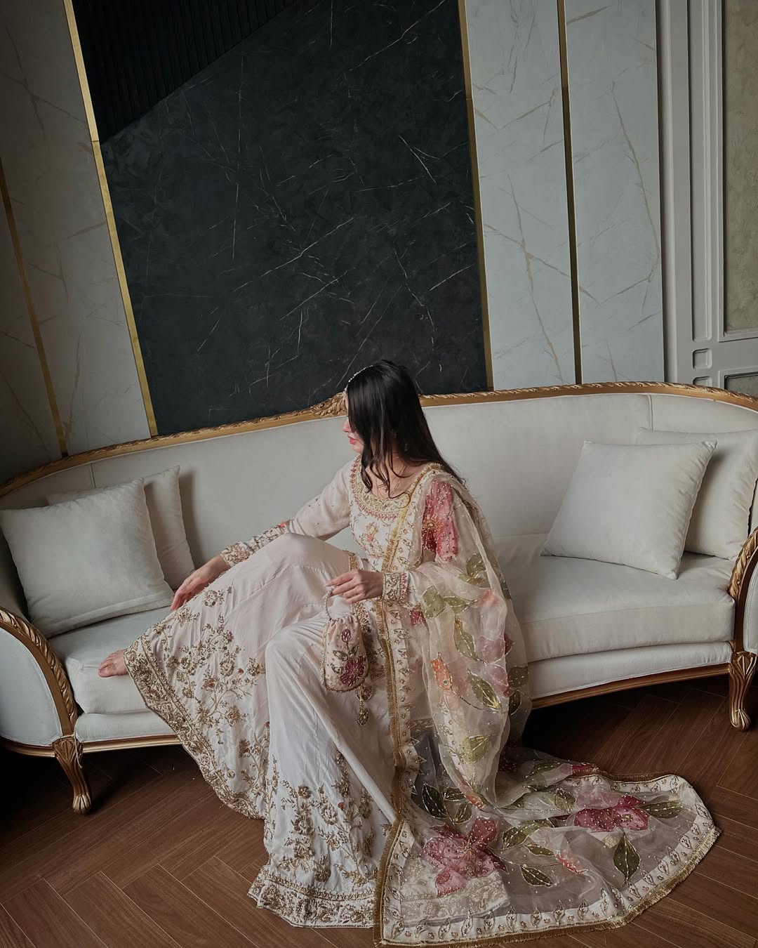 White Bridal Silk Chiffon Set