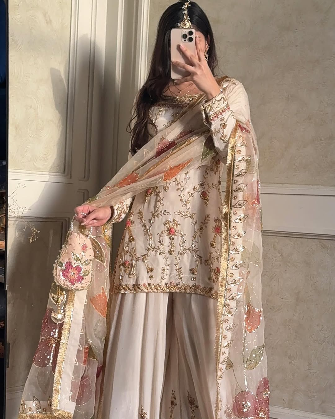 White Bridal Silk Chiffon Set