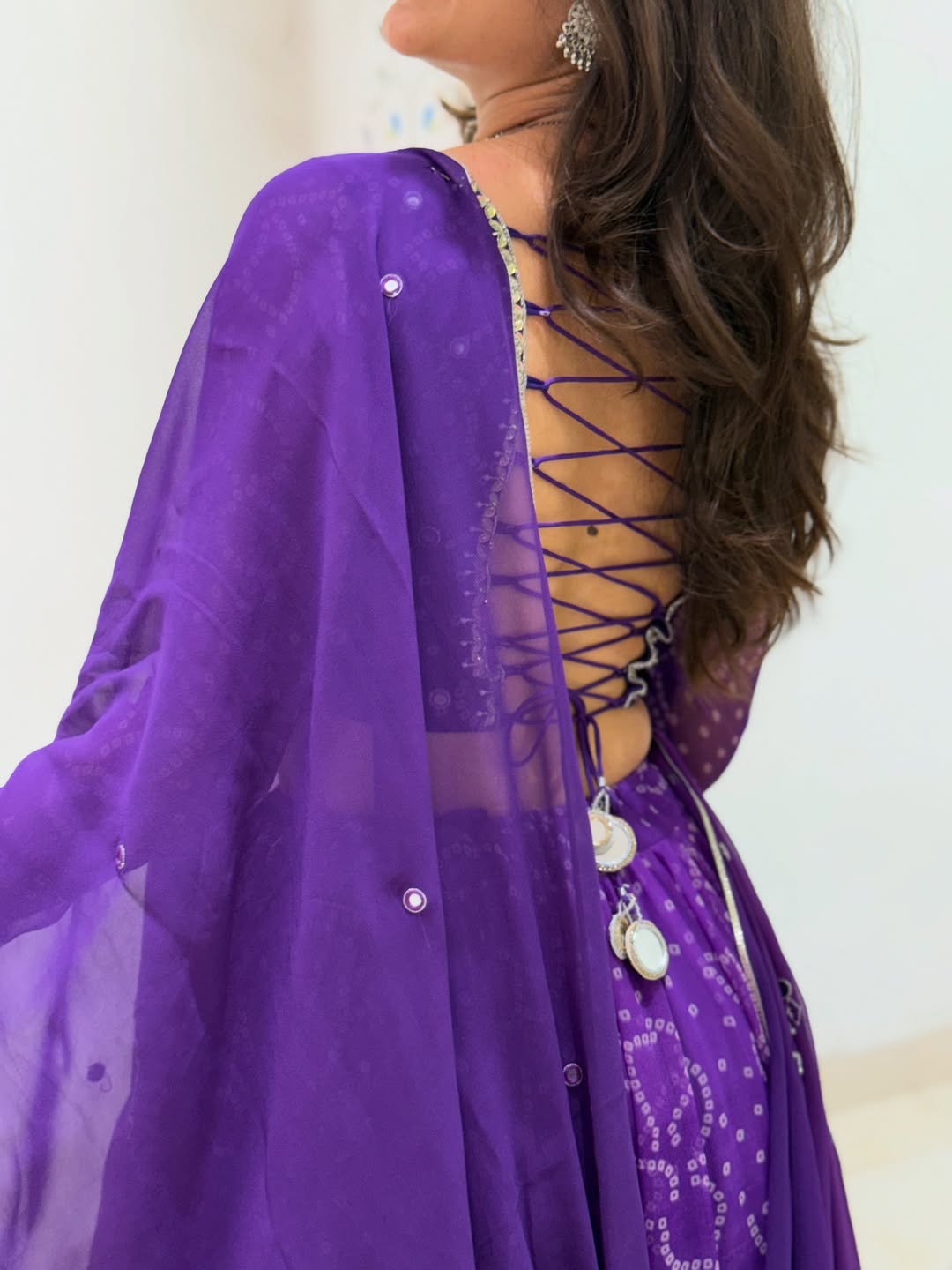 Royal Purple Bandhani Style Lehenga Choli Set