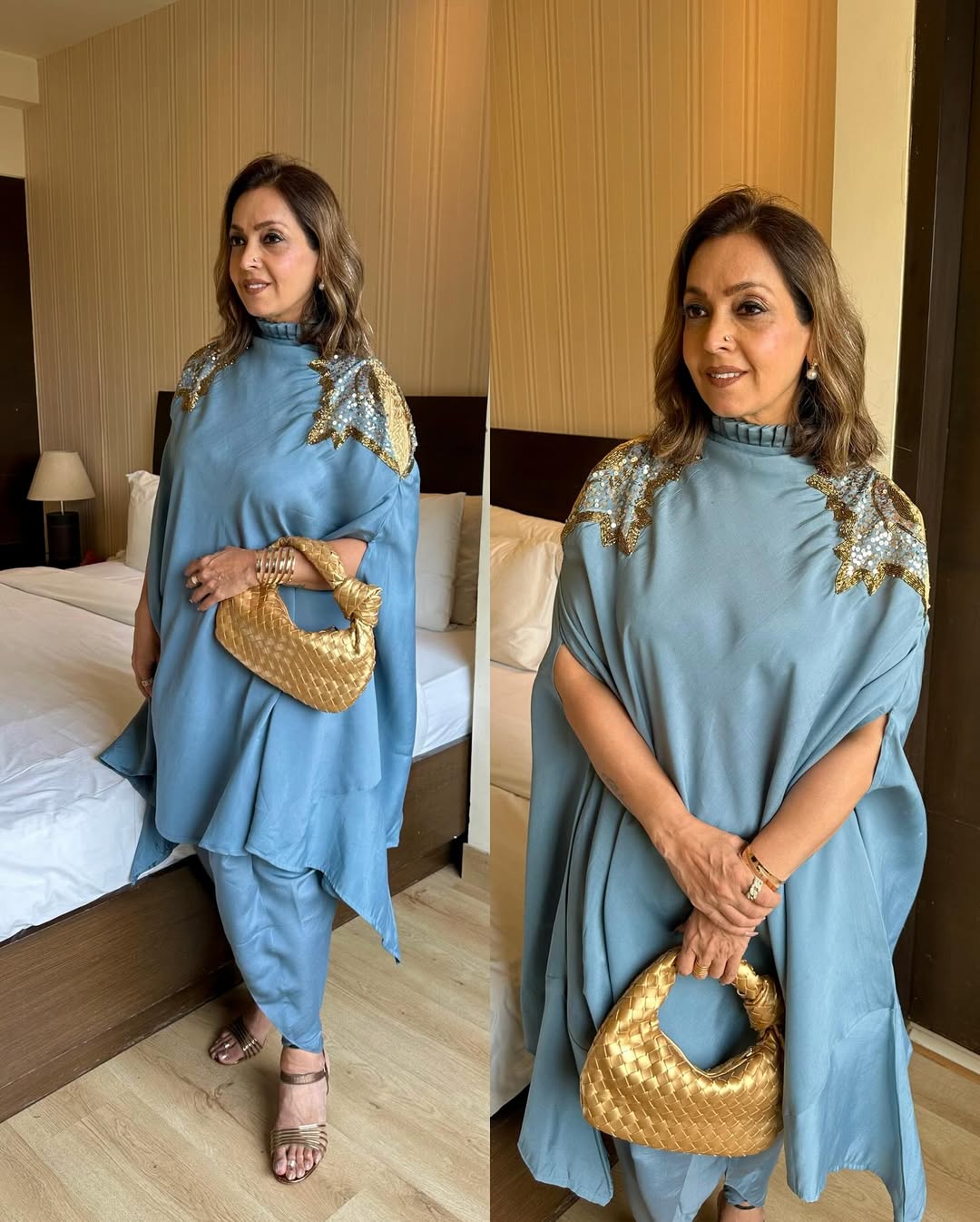 Blue Silk Tunic Set