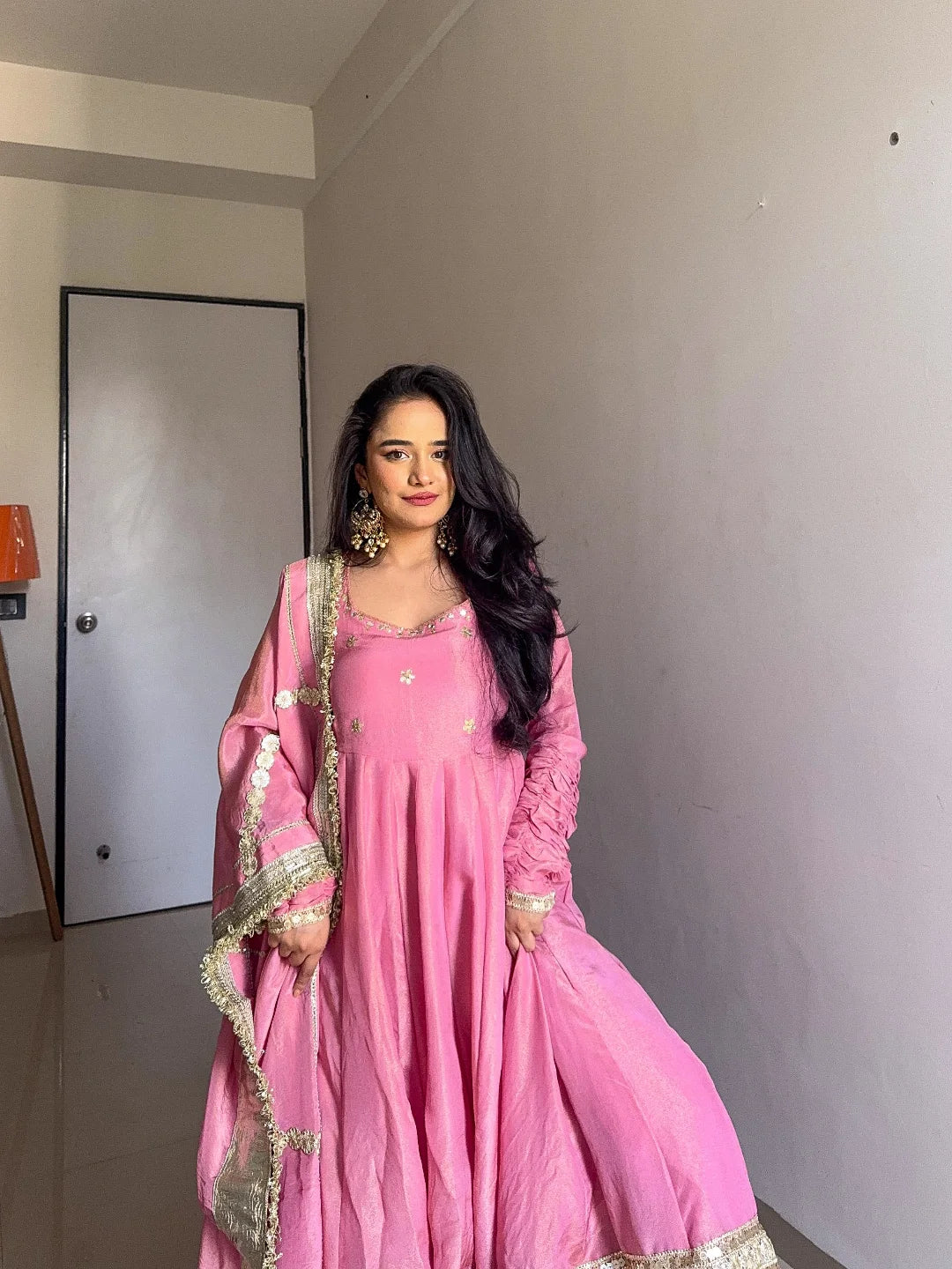 Dream Pink Premium Anarkali Suit Set