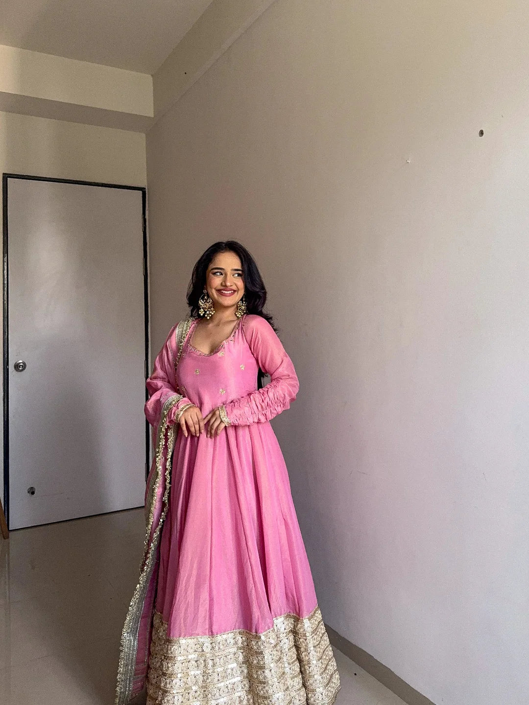 Dream Pink Premium Anarkali Suit Set