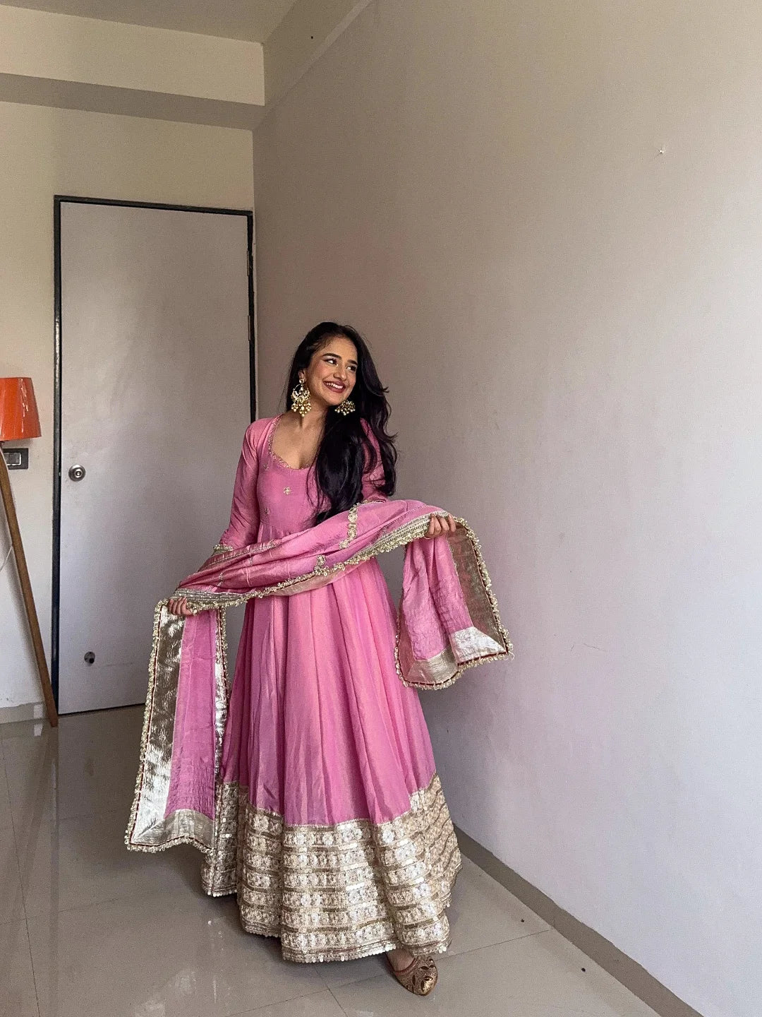 Dream Pink Premium Anarkali Suit Set