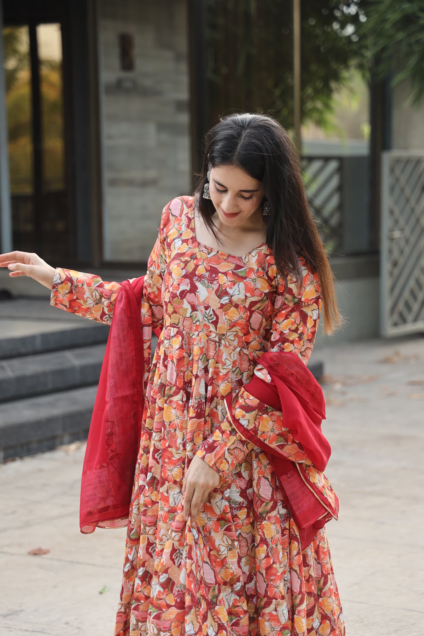 AISHA MULTI COLOURED ANARKALI SUIT SET