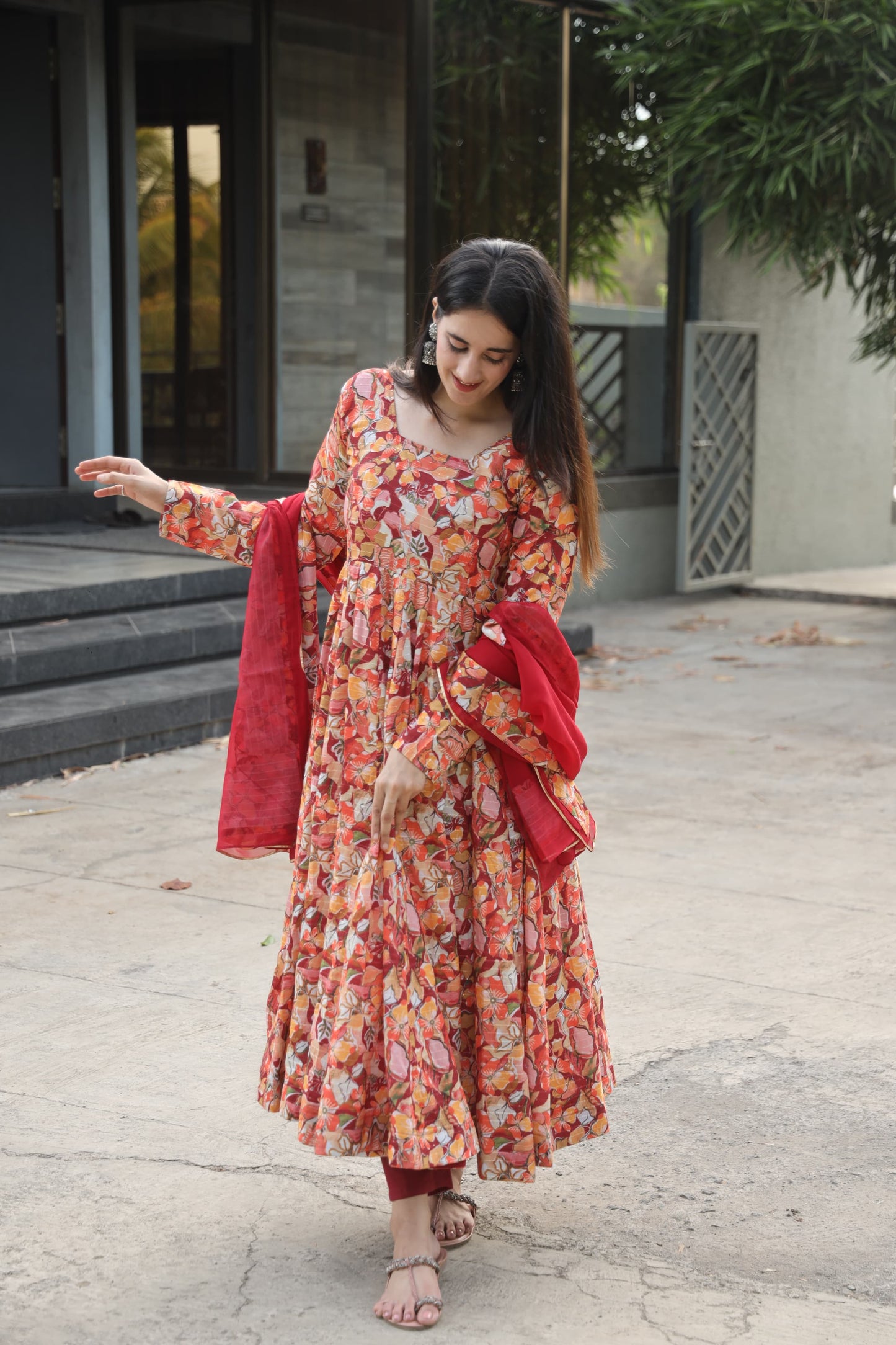 AISHA MULTI COLOURED ANARKALI SUIT SET