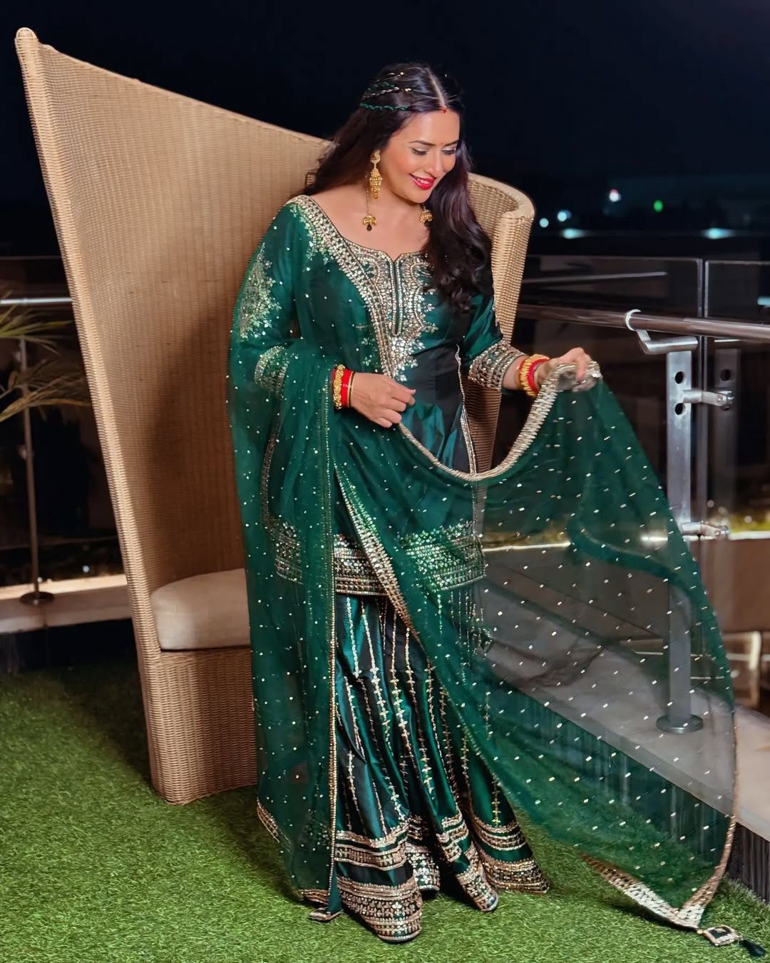 Pure Chinnon With Heavy Embroidery Sequence Work Top-Bottom And Dupatta Set