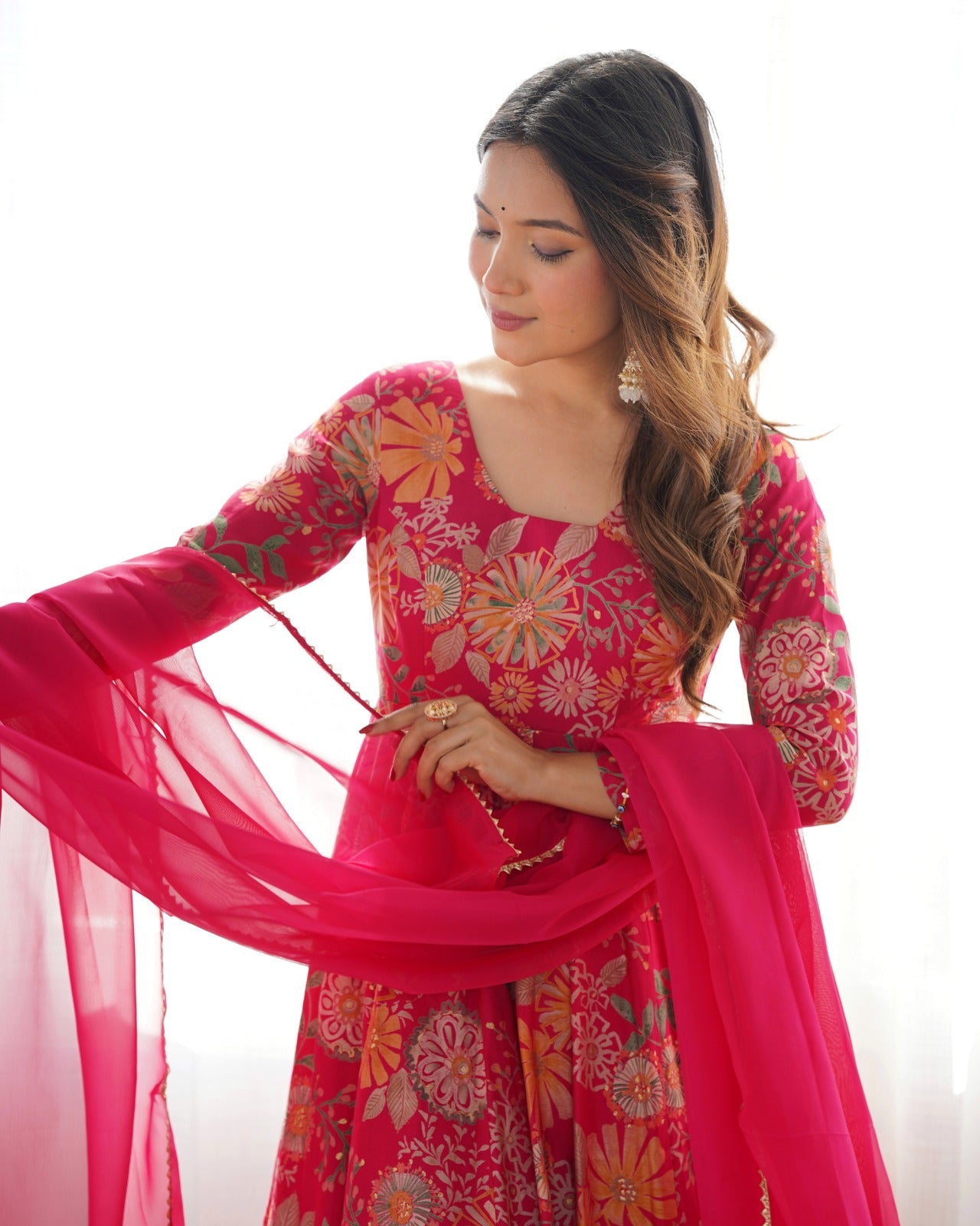 Saadhvi Romansilk Chanderi Print Kediya Set