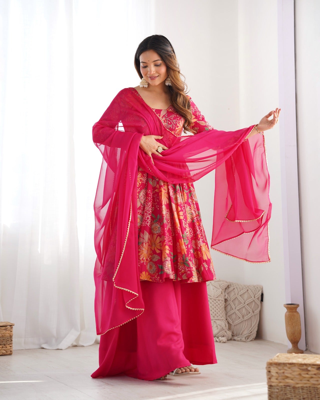 Saadhvi Romansilk Chanderi Print Kediya Set
