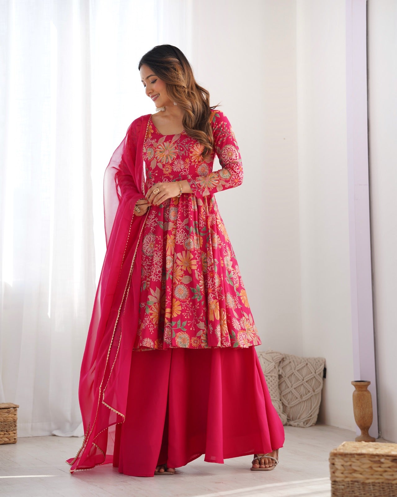Saadhvi Romansilk Chanderi Print Kediya Set