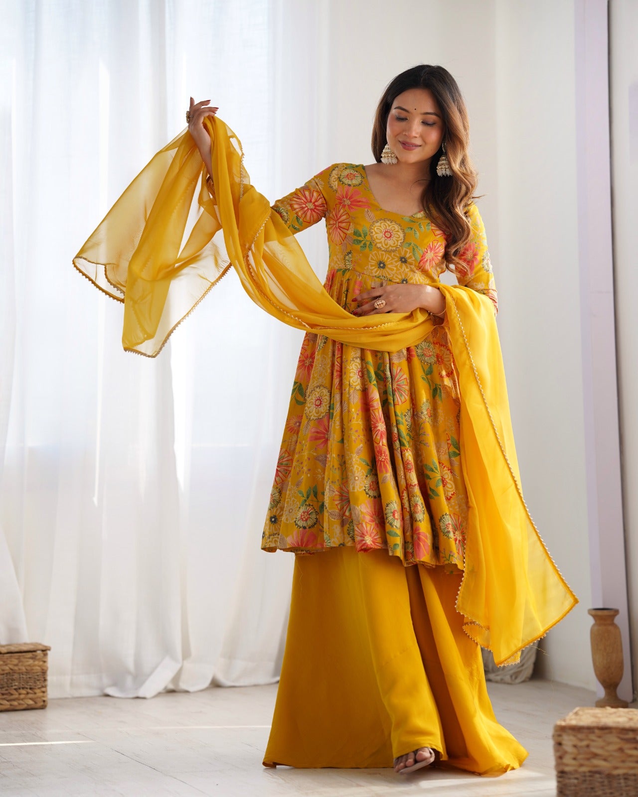 Saadhvi Romansilk Chanderi Print Kediya Set