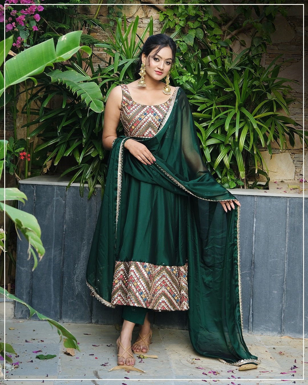 Nirva Designer Heavy Fux Georgette Sequins Zari Embroidery Gown