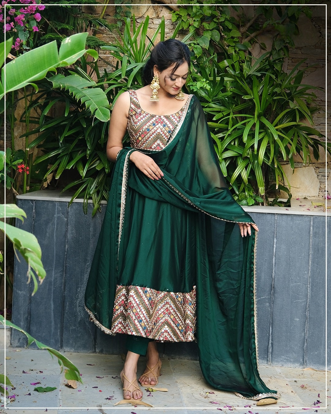 Nirva Designer Heavy Fux Georgette Sequins Zari Embroidery Gown