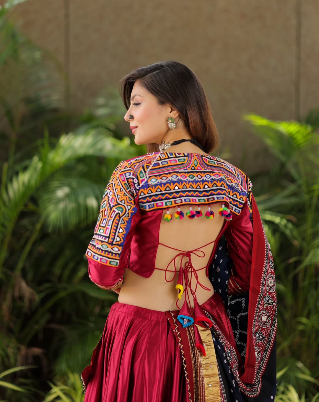 Royal Ruby Mirror Work Lehenga Set with Rich Zari Flair