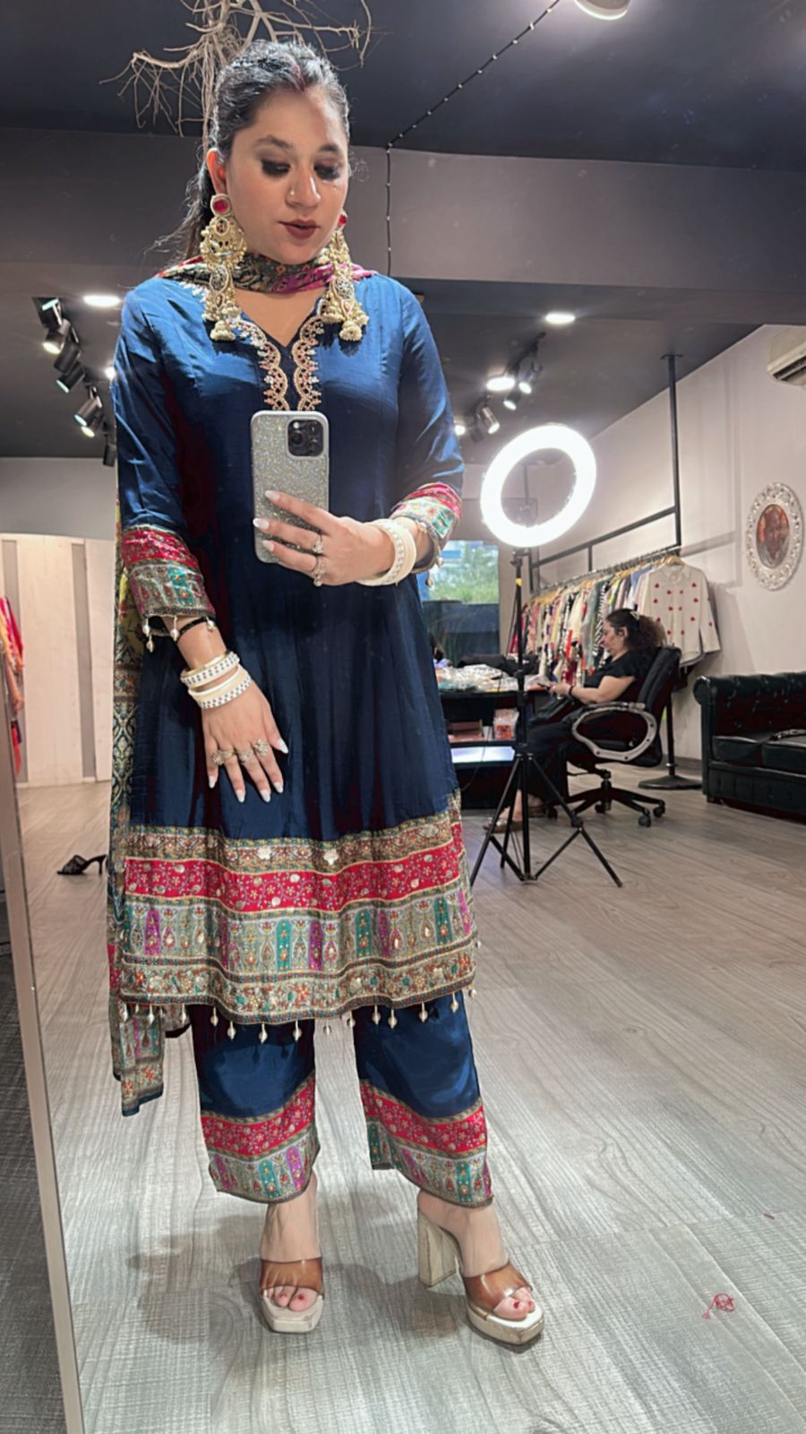 Tulsi Navy Blue Digital Designer Suit
