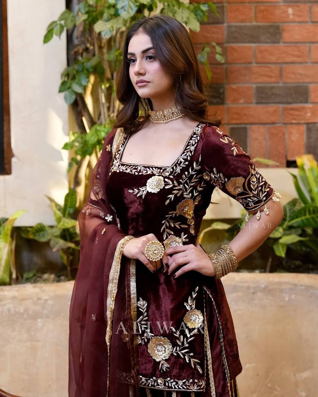 Luxury Velvet Sharara Set with Stunning Design and Embellishments
