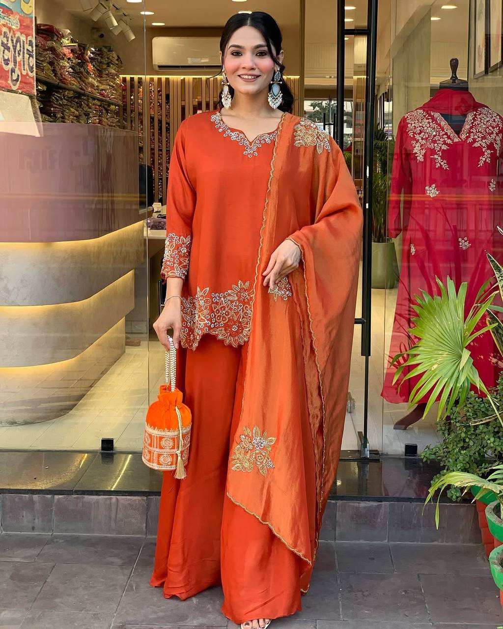 Celestial Charm A Graceful Sarara Suit for Effortless Glamour