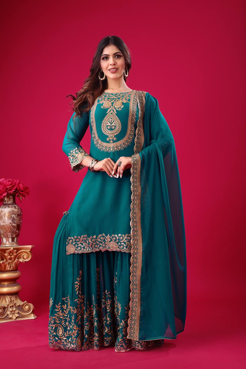 Roshan Raunak Partywear Sharara Suit