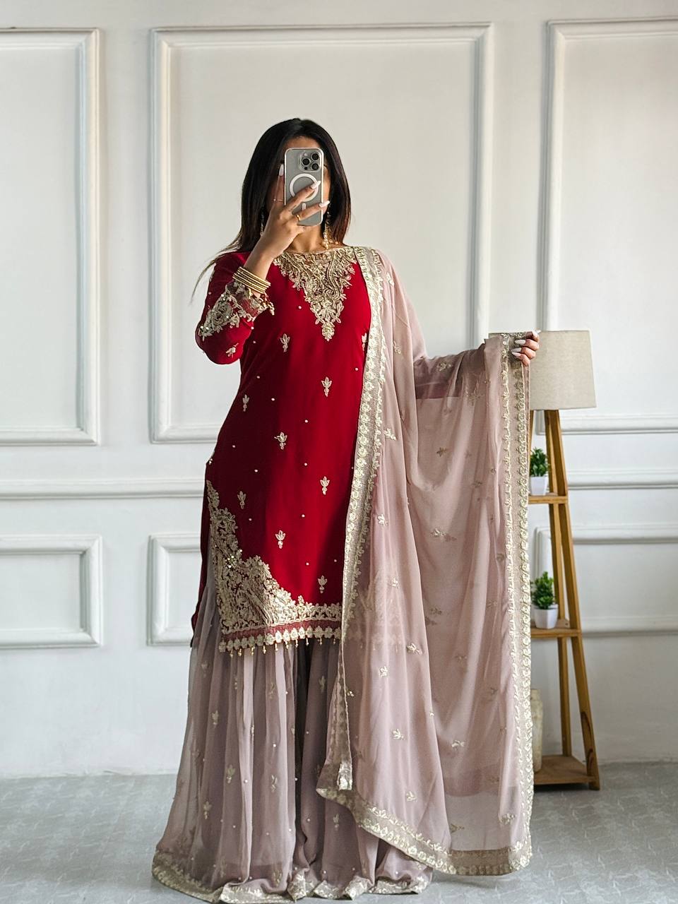Rang e Gul Ruby Mist Codding Siqunce Sharara Set