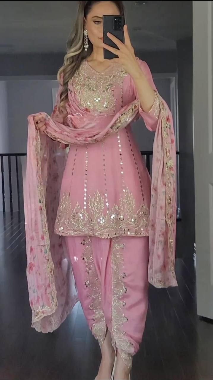 Aashi Designer Party Wear Look Top ,Dhoti Salwar and Dupatta Set