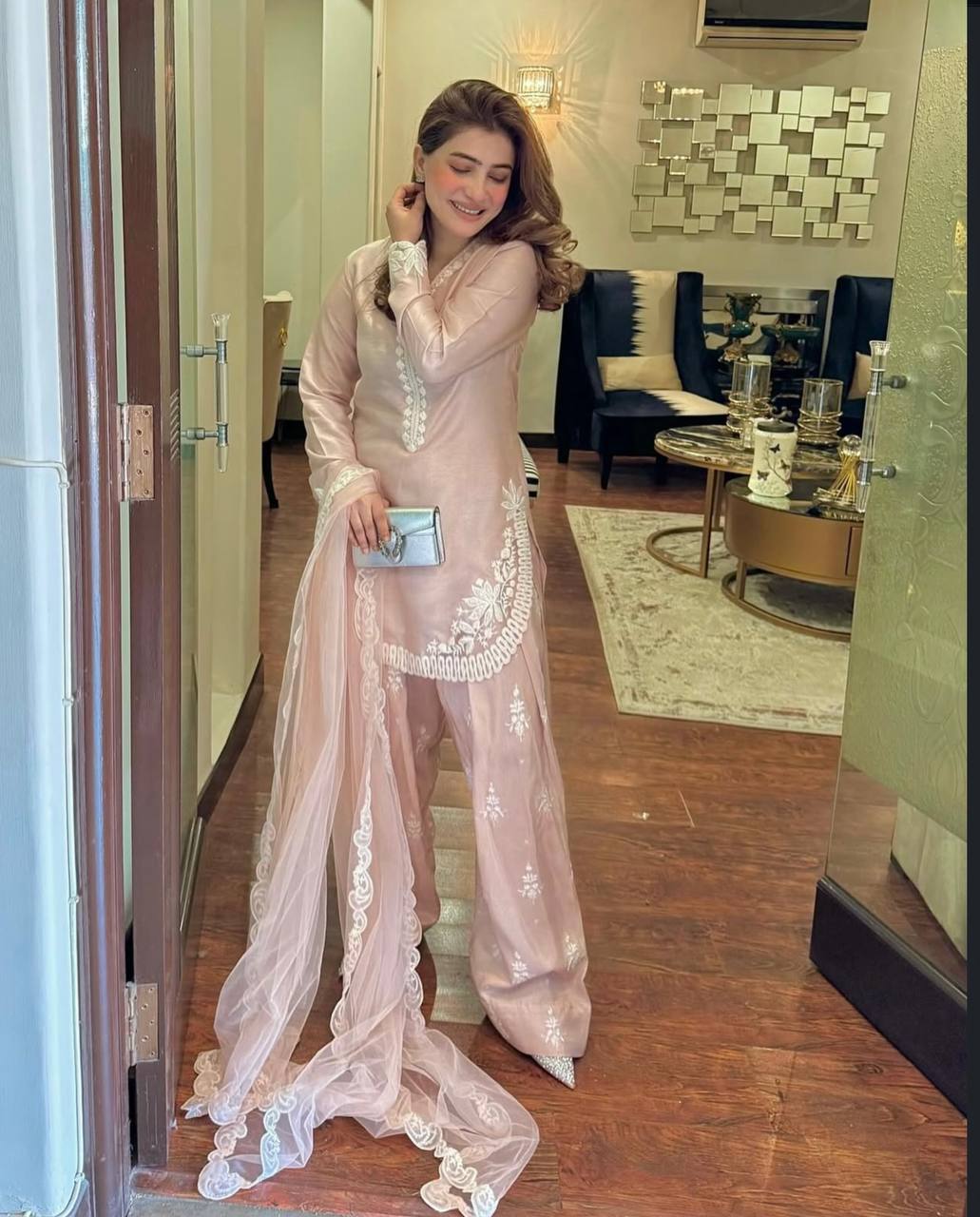 Nurella Blush Dreamy Pink Ensemble Ready To Wear Suit Set
