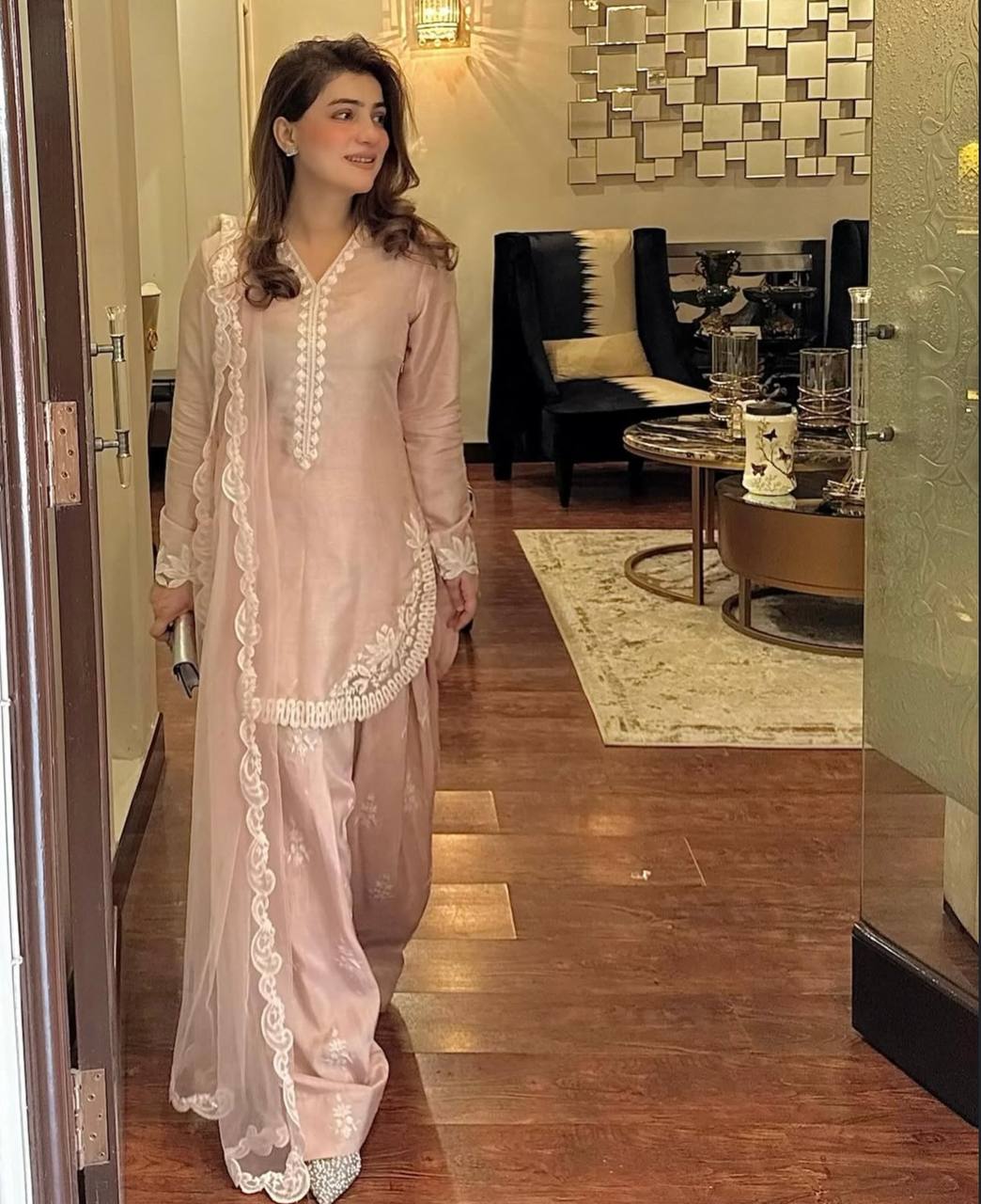 Nurella Blush Dreamy Pink Ensemble Ready To Wear Suit Set