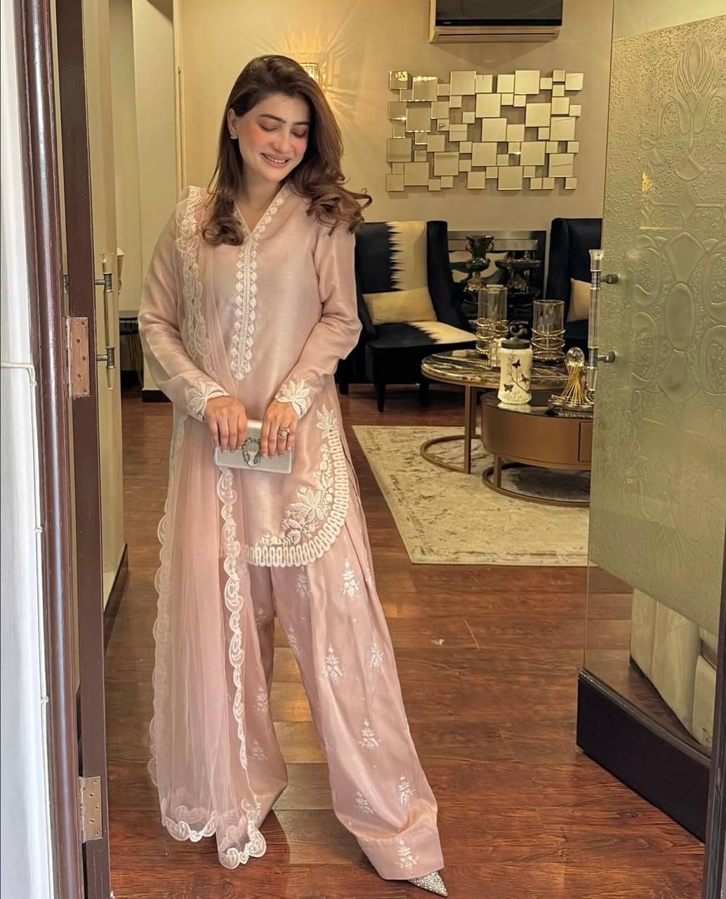 Nurella Blush Dreamy Pink Ensemble Ready To Wear Suit Set